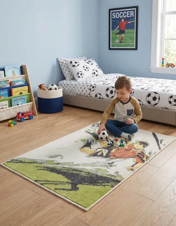 2' 2 x 3' Soccer Player Whimsy Kids Rug