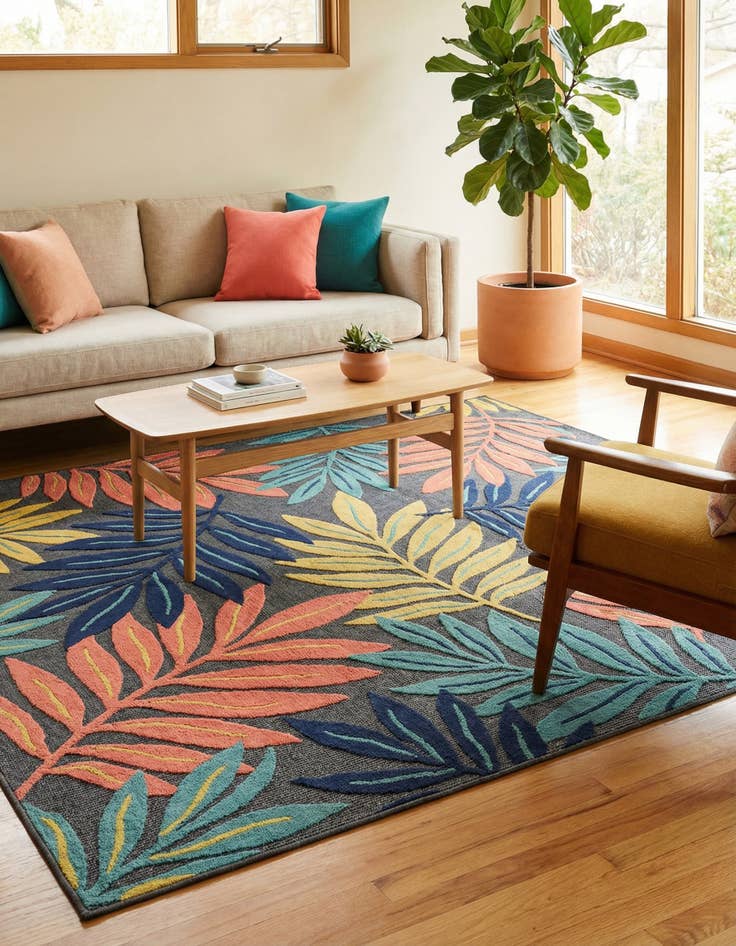 Detail image of 5' 3 x 8'  Washable Belize Indoor / Outdoor Rug