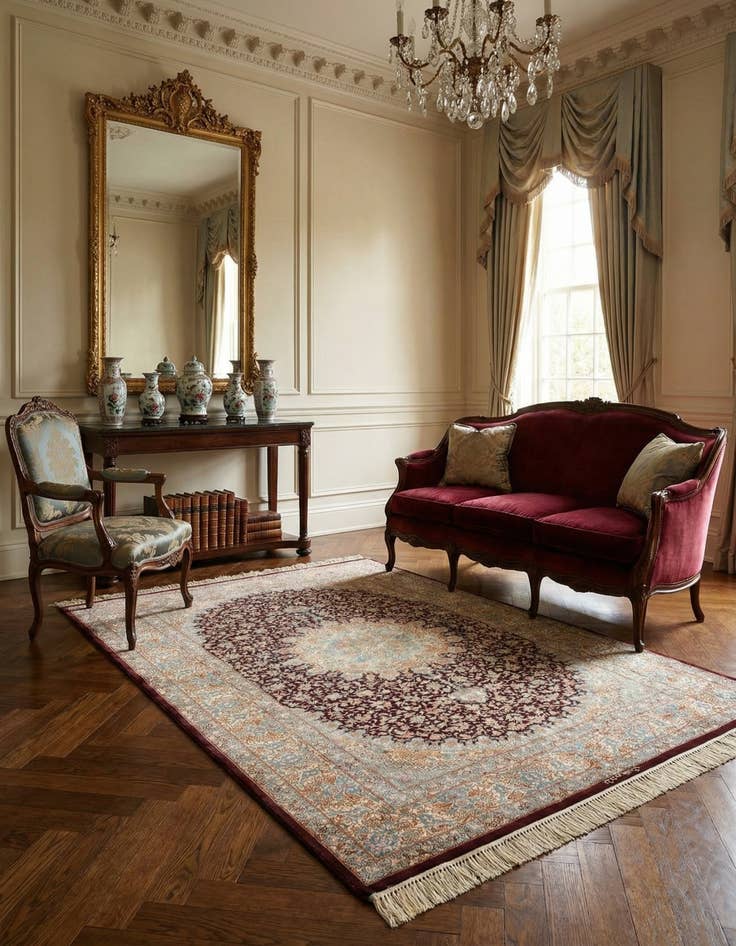 Detail image of 3' 4 x 5' Ghom Silk Rug