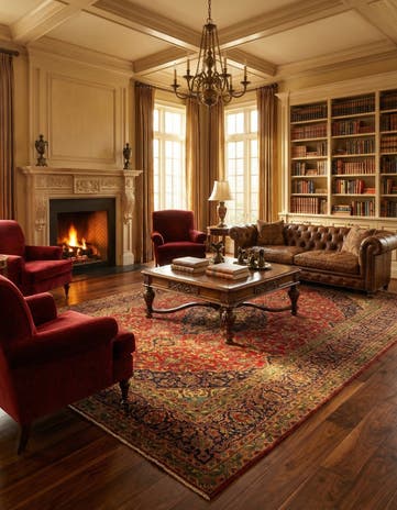 8' 1 x 11' 11 Hand Knotted Kashan Persian Wool Rug