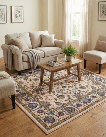 Ivory Medina Square Rug