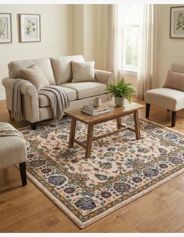 Ivory Medina Square Rug
