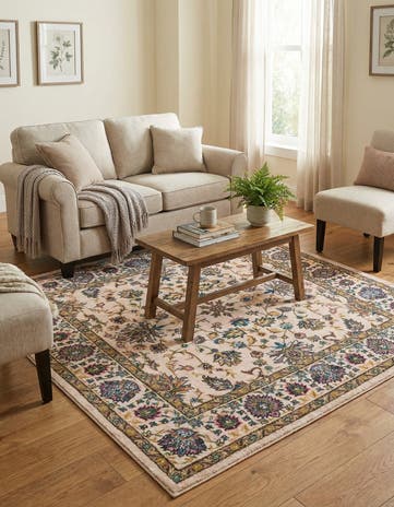 Ivory Medina Square Rug