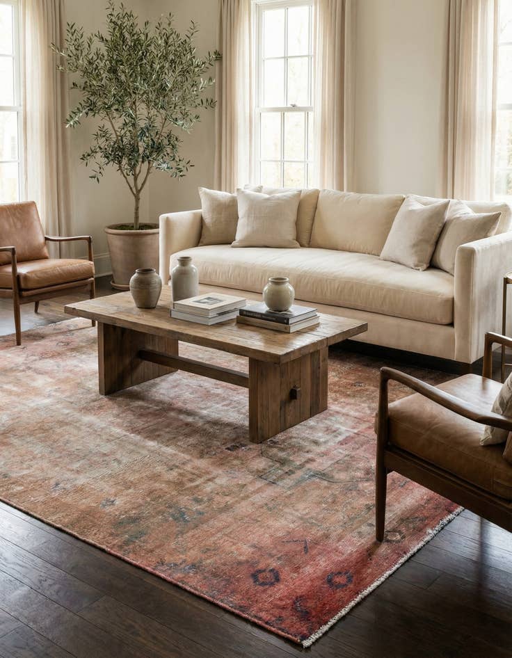 Detail image of 4' 9 x 8' 5  Hand Knotted Ultra Vintage Persian Wool Rug