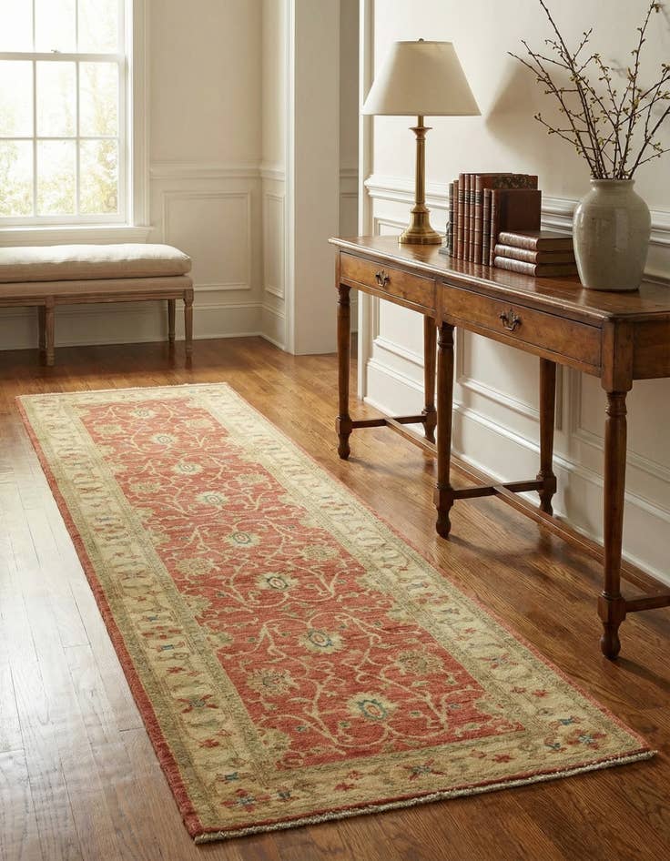 Detail image of 2' 8 x 9' 10 Hand Knotted Peshawar Ziegler Runner Rug