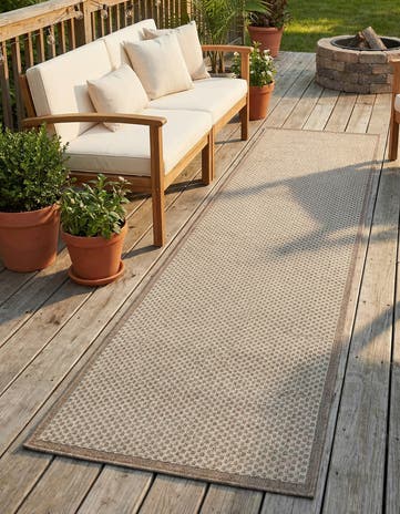 2' 7 x 12' Easy-Clean Border Indoor / Outdoor Runner Rug