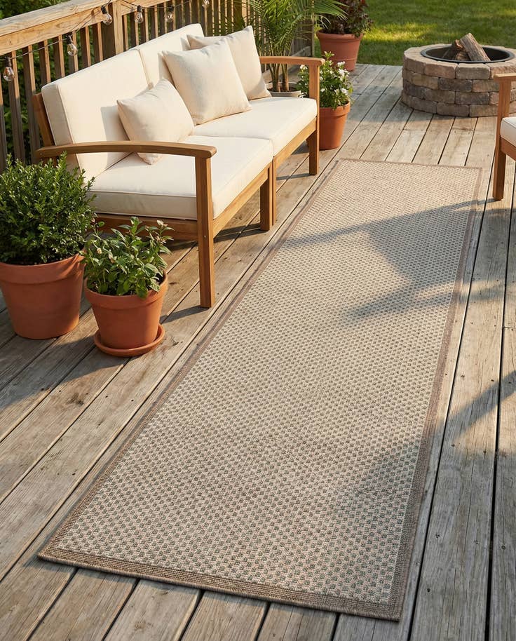Detail image of 2' 7 x 12' Easy-Clean Border Indoor / Outdoor Runner Rug