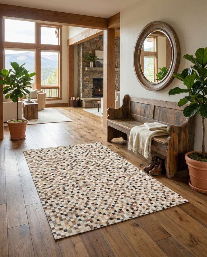 5' 1 x 8' Cowhide Leather Rug