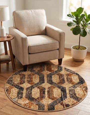 3' 3 x 3' 3 Saturn Round Rug