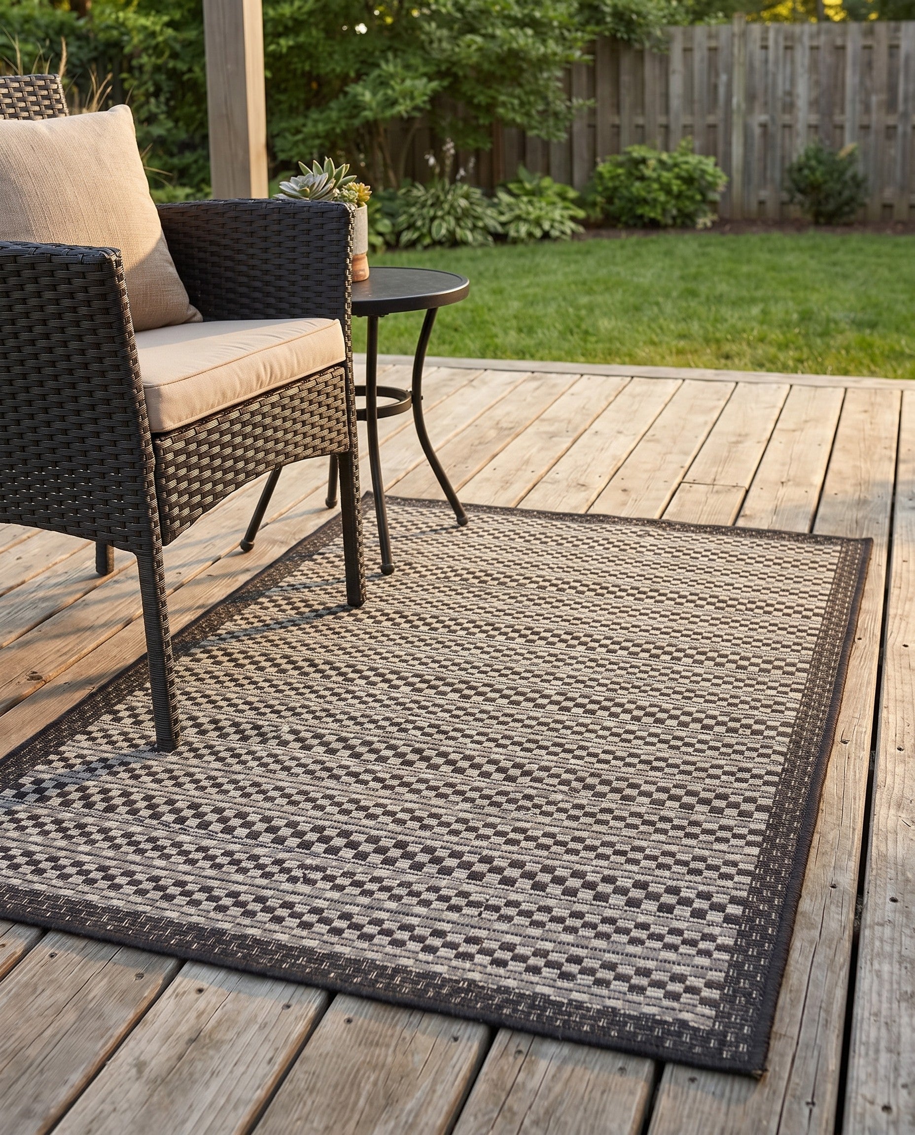 3' 3 x 5' Easy-Clean Border Indoor / Outdoor Rug