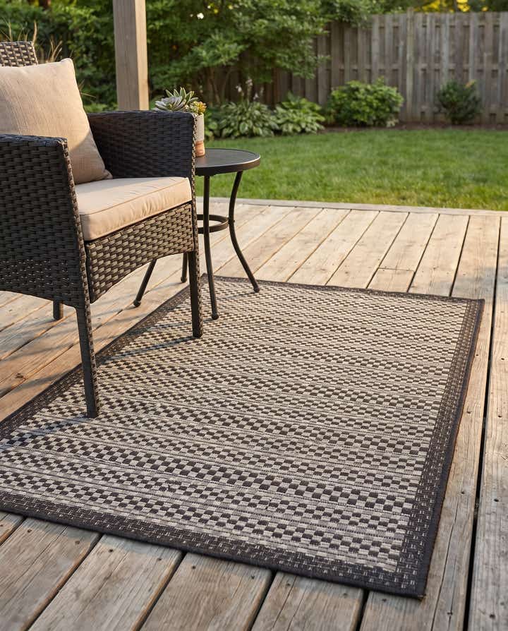 3' 3 x 5' Easy-Clean Border Indoor / Outdoor Rug