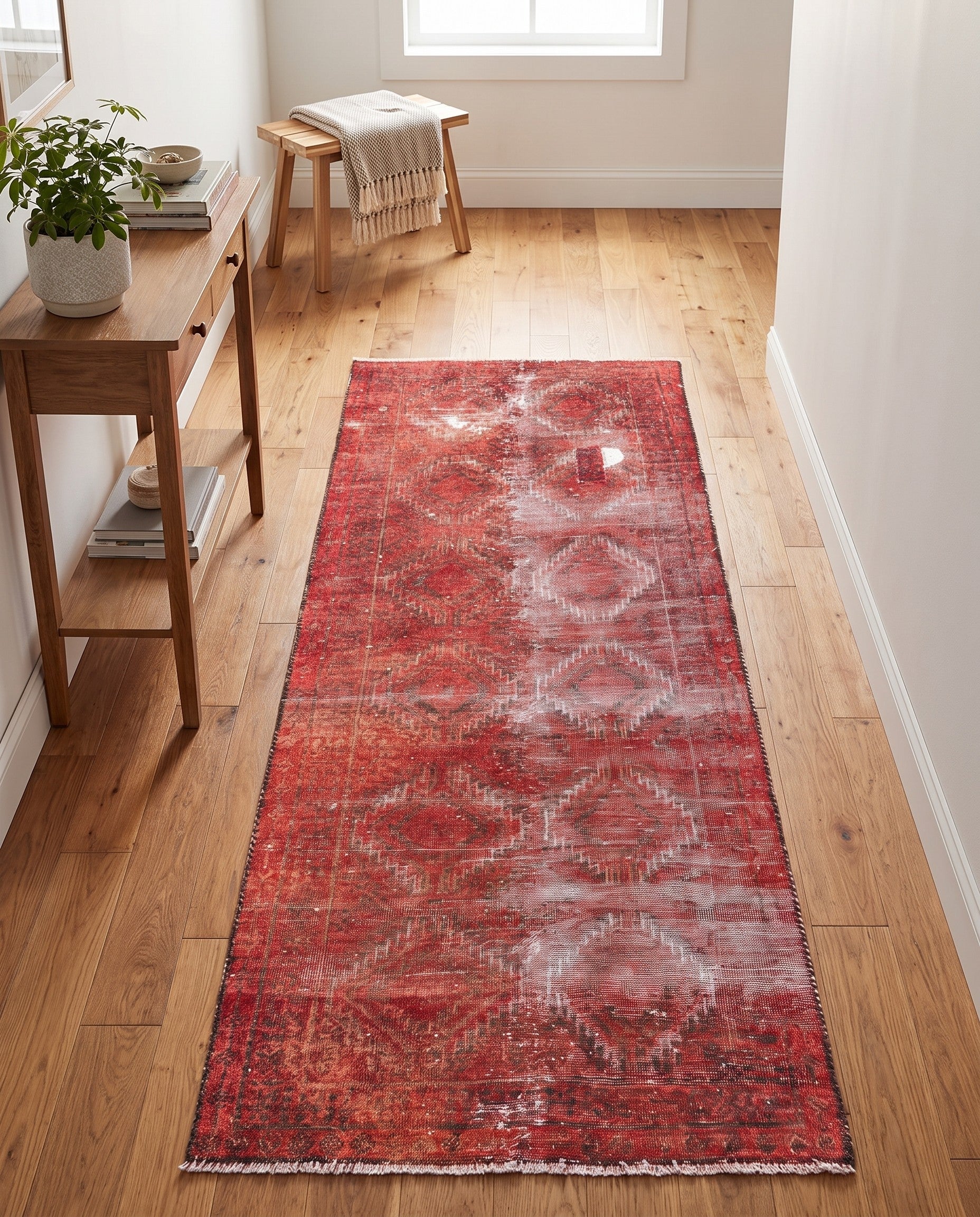 2' 8 x 5' 7 Hand Knotted Ultra Vintage Persian Wool Runner Rug
