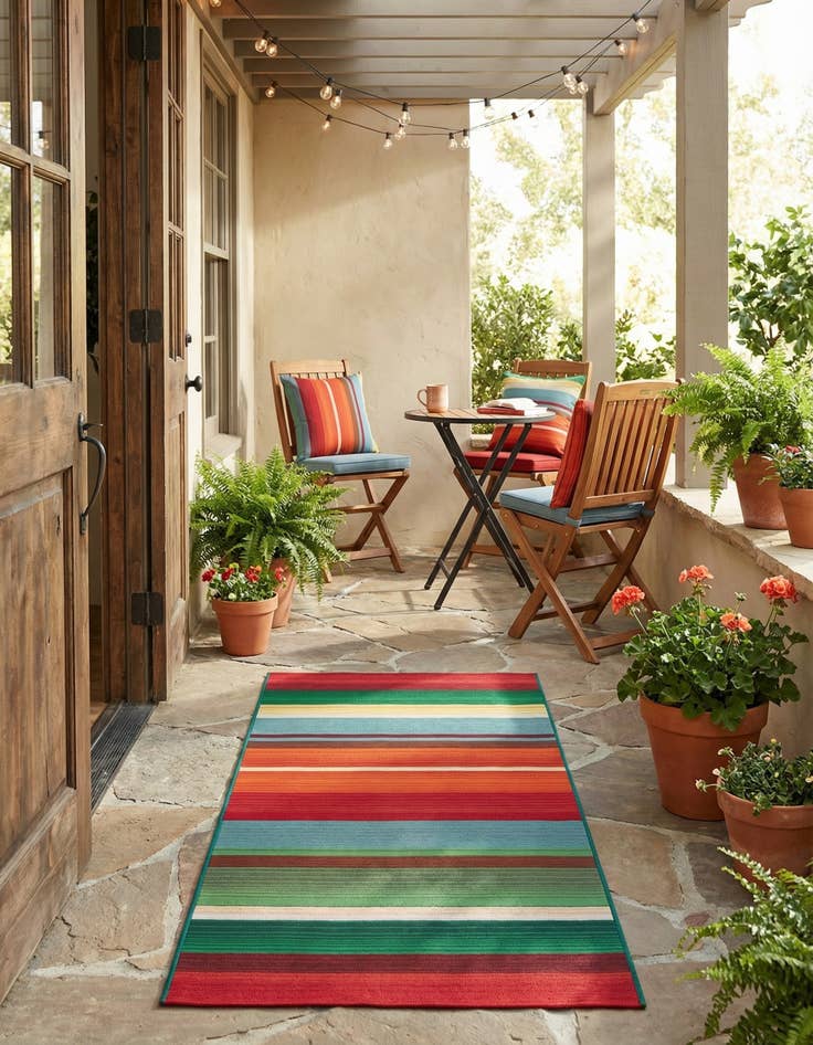 Detail image of  2' 7 x 5' 3  Washable Modern Indoor / Outdoor Runner Rug