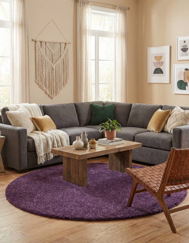 Detail image of 6' x 6' Solid Frieze Round Rug