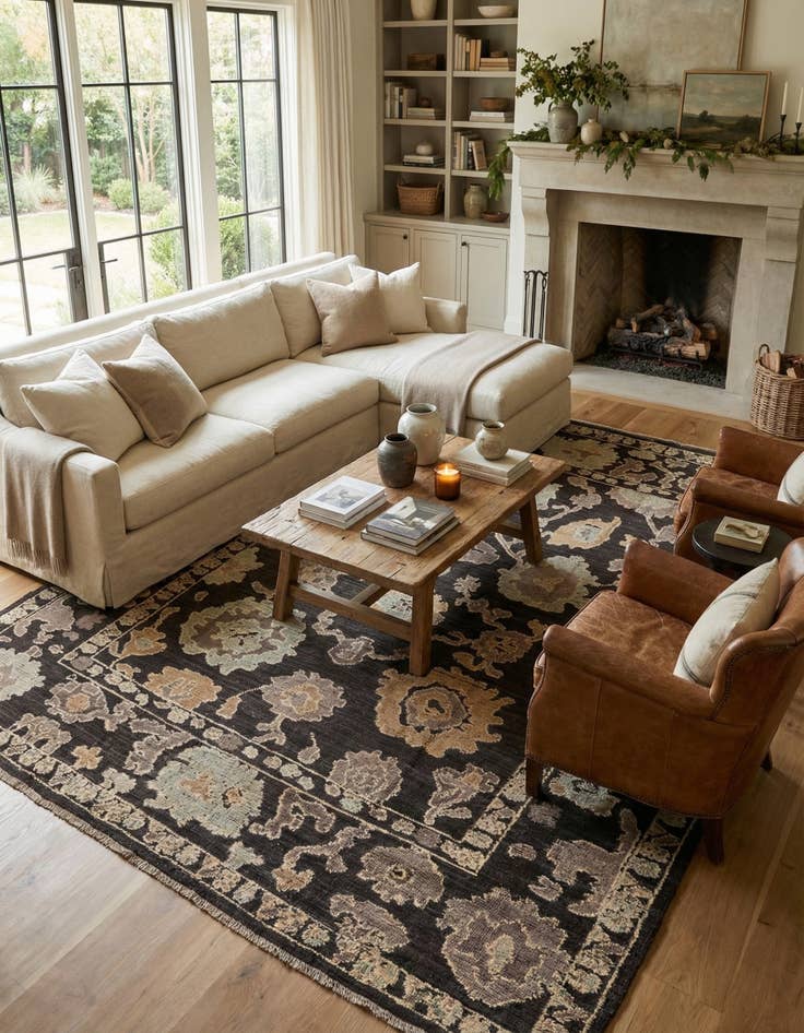 Detail image of 9' 6 x 12' 1  Hand Knotted Oushak Wool Rug