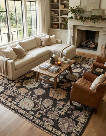 9' 6 x 12' 1 Hand Knotted Oushak Wool Rug