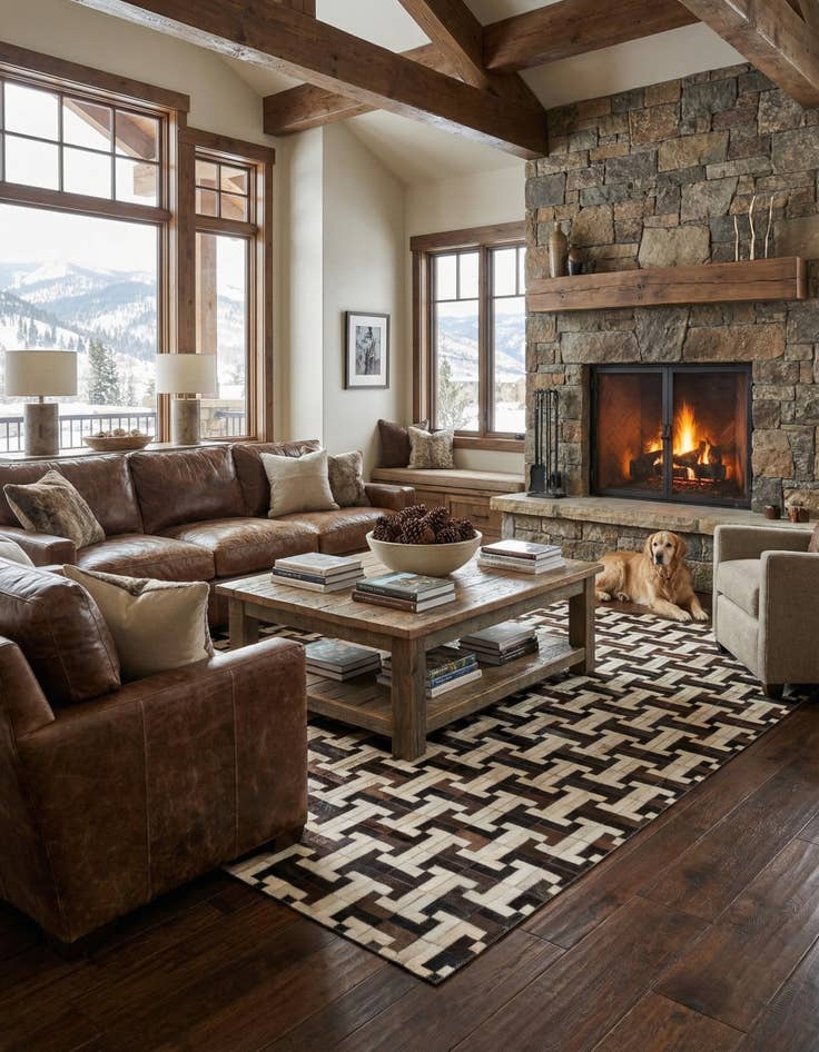 Detail image of  5' 1 x 6' 10 Cowhide Rug