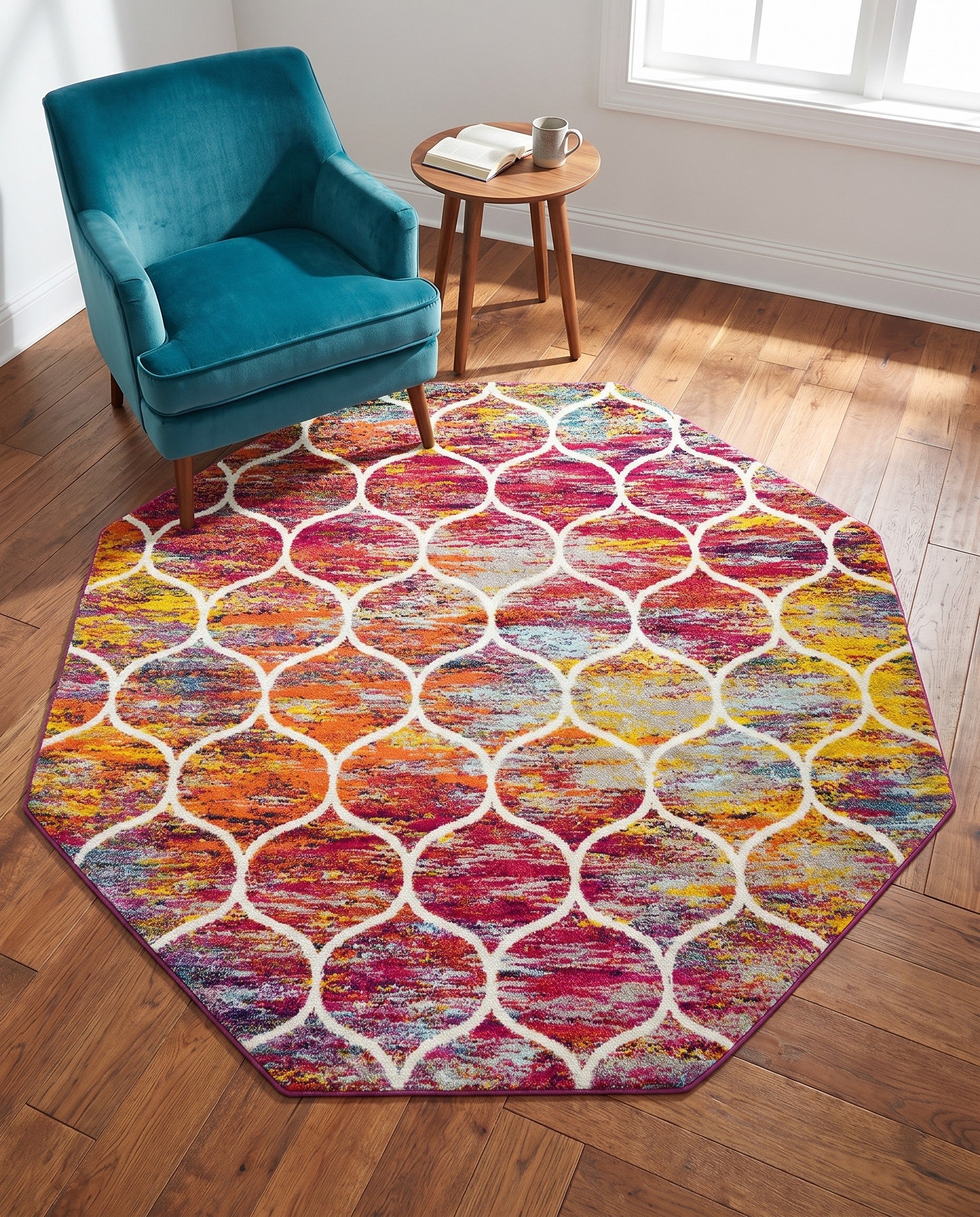 5' 3 x 5' 3 Trellis Frieze Octagon Rug