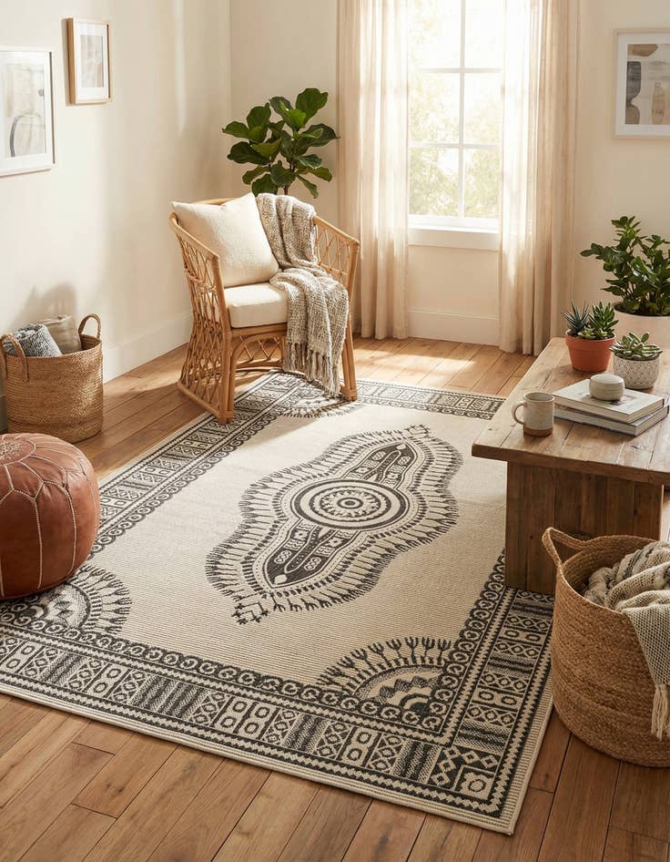 Detail image of 6' x 9'  Washable Traditional Indoor / Outdoor Rug