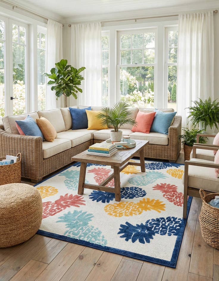 Detail image of 9' x 12'  Washable Belize Indoor / Outdoor Rug