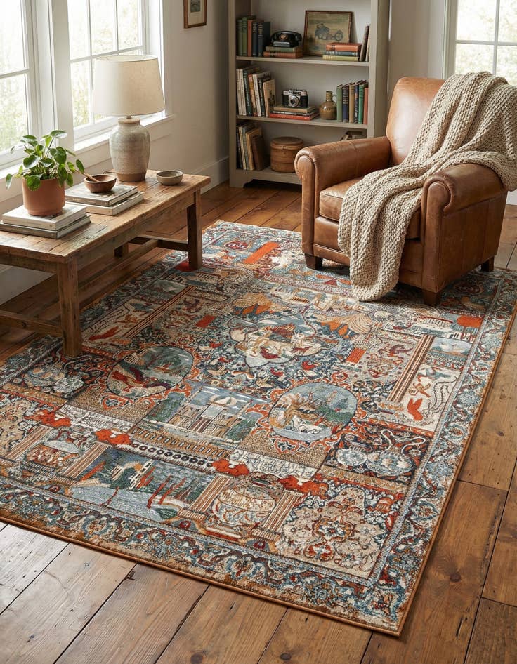 Detail image of 6' x 9'  Washable Traditional Indoor / Outdoor Rug