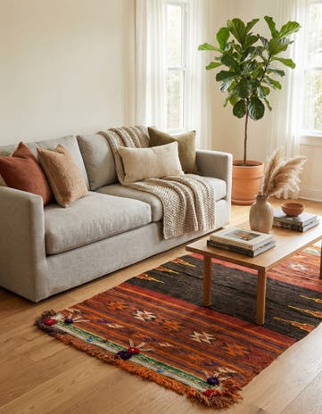 3' x 5' 7 Hand Woven Kilim Modern Wool Rug