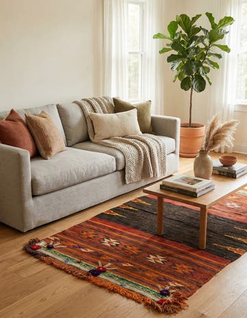 3' x 5' 7 Hand Woven Kilim Modern Wool Rug