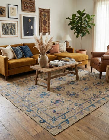6' 9 x 8' 9 Hand Woven Kilim Suzani Wool Rug