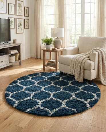  6' x 6' Lattice Shag Round Rug