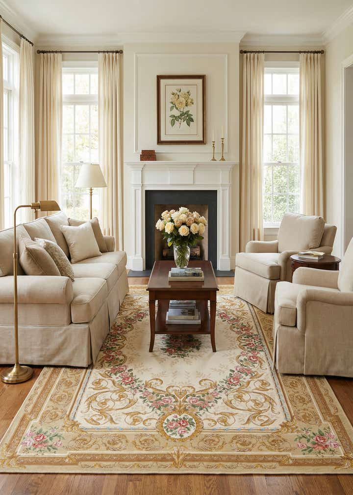 6' x 9' Easy-Clean Traditional Indoor / Outdoor Rug