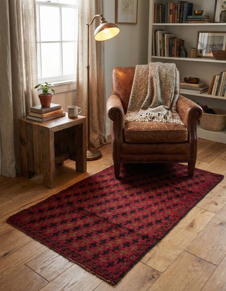 Detail image of  2' 9 x 4' 8  Hand Knotted Balouch Persian Wool Rug