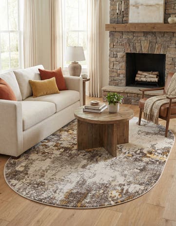 Ivory Beige Solaris Oval Rug