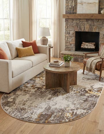 Ivory Beige Solaris Oval Rug