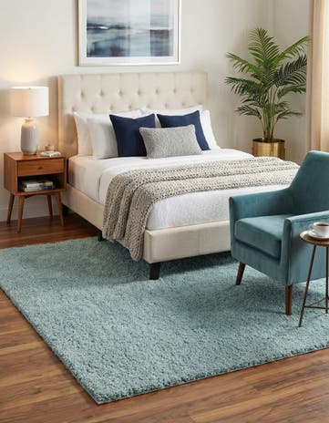 Sage Green Soft Solid Shag Square Rug