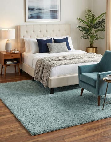 Sage Green Soft Solid Shag Square Rug