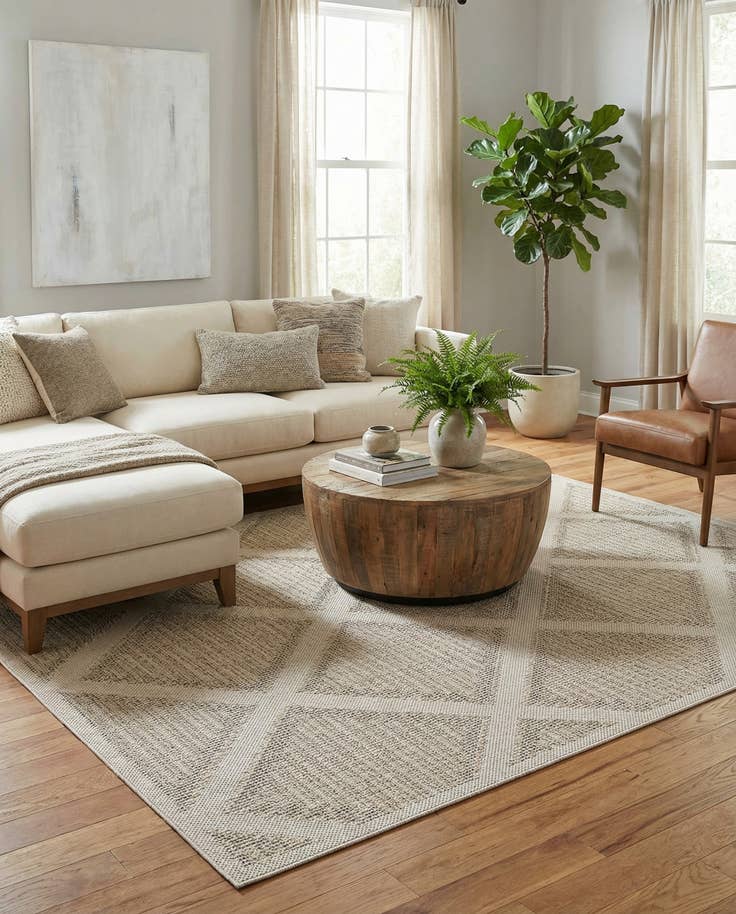 Detail image of 7' 10 x 10' Easy-Clean Trellis Indoor / Outdoor Rug