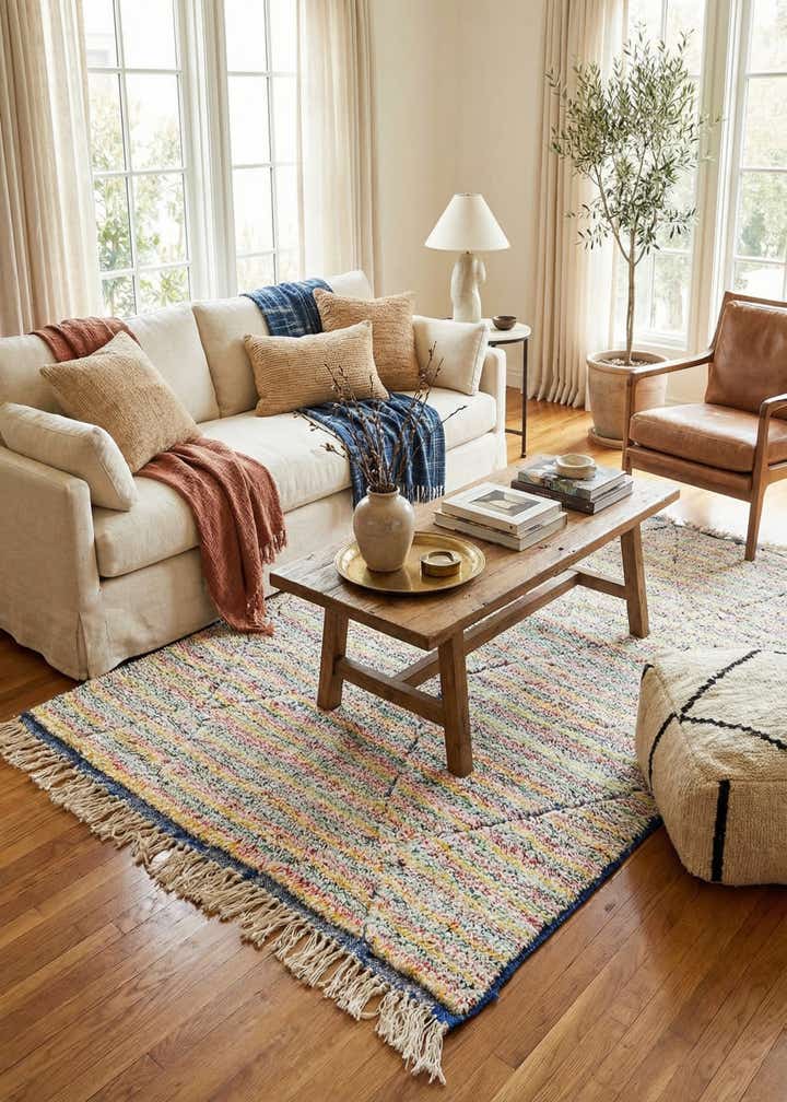 5' 4 x 8' Hand Knotted Moroccan Wool Rug