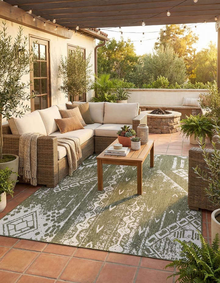 7' 10 x 10' Easy-Clean Bohemian Indoor / Outdo...