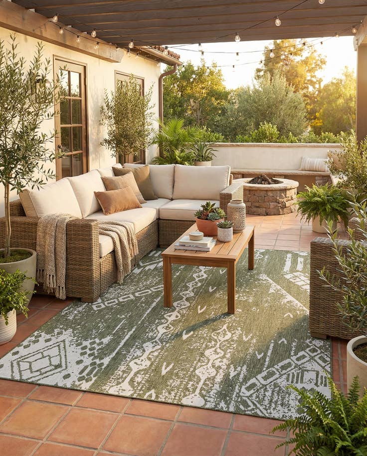 Detail image of 7' 10 x 10' Easy-Clean Bohemian Indoor / Outdoor Rug