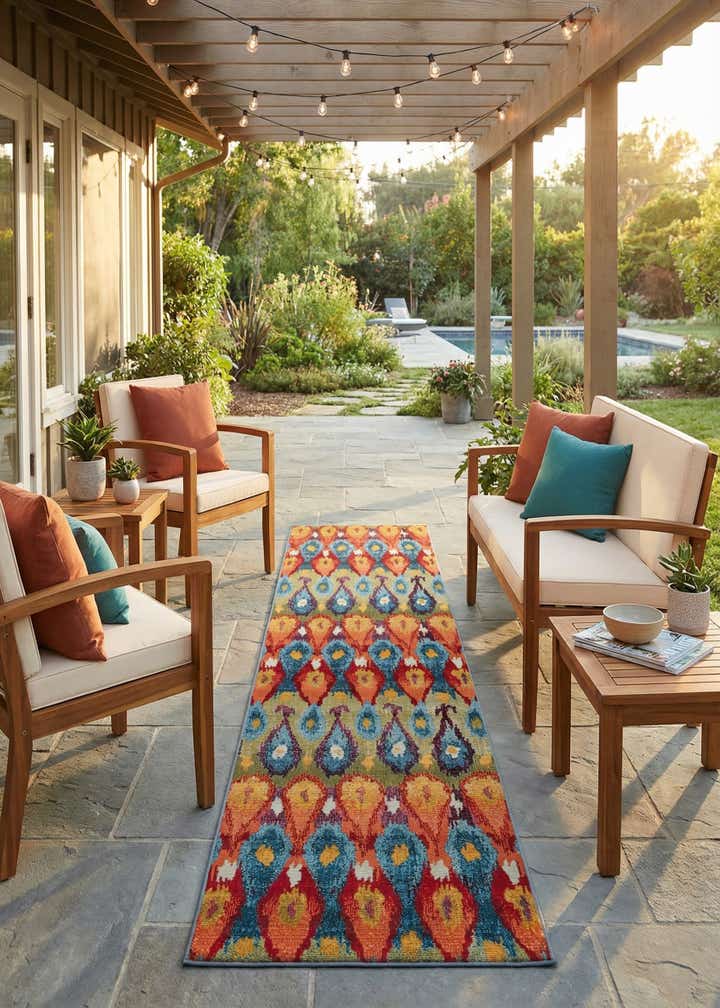 2' 7 x 11' Easy-Clean Modern Indoor / Outdoor Runner Rug