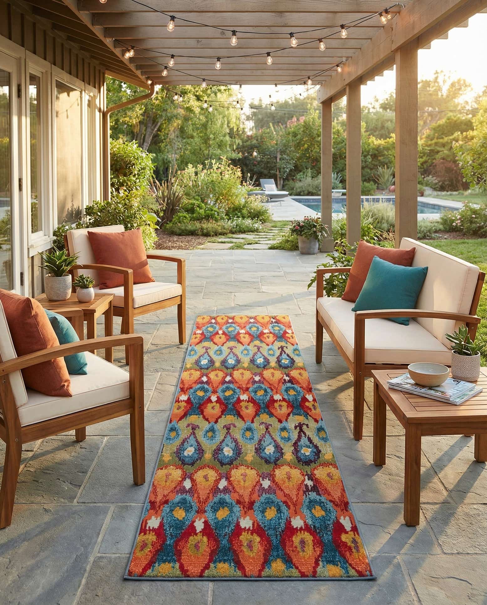 2' 7 x 11' Easy-Clean Modern Indoor / Outdoor Runner Rug
