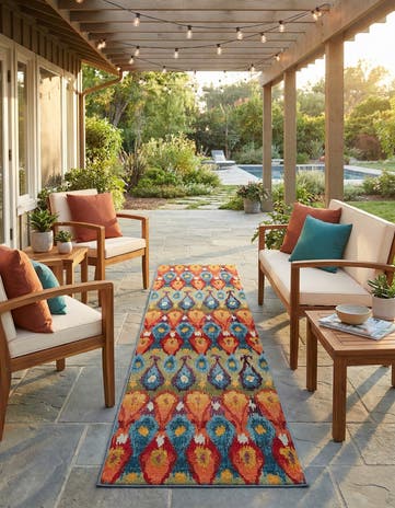 2' 7 x 11' Easy-Clean Modern Indoor / Outdoor Runner Rug