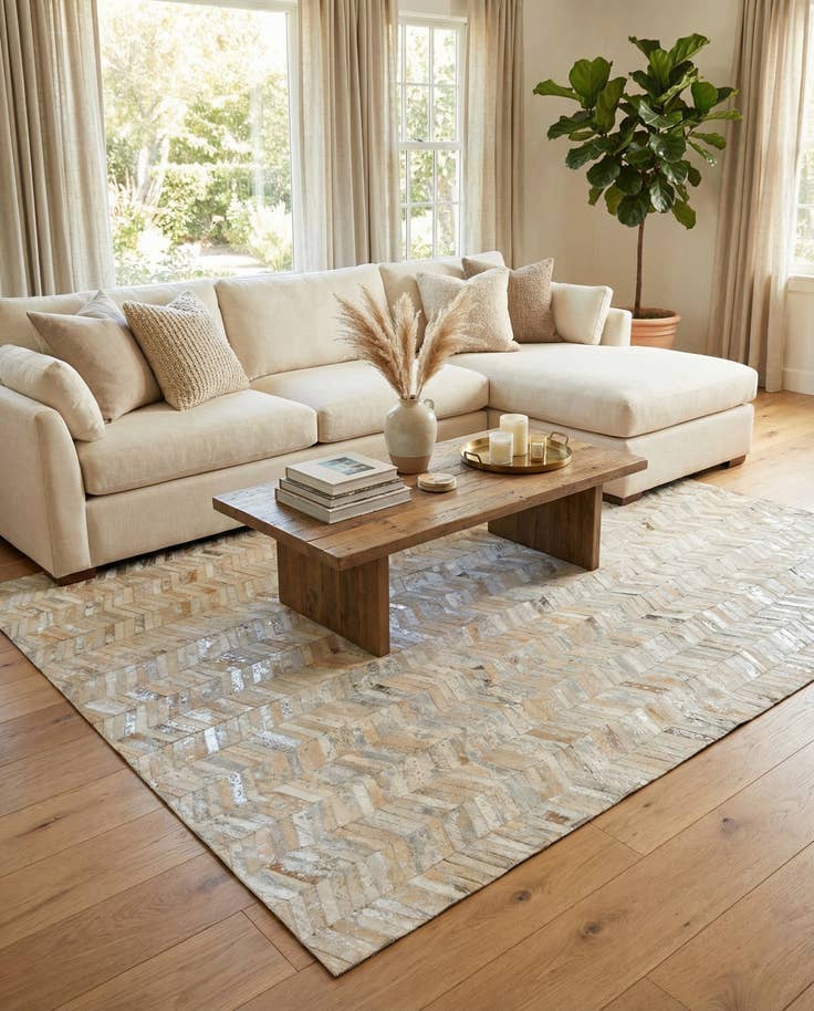 Detail image of 5' 6 x 7' 7 Cowhide Stocks Rug