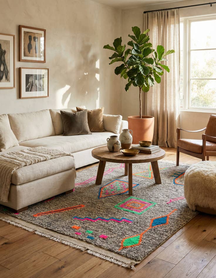 Detail image of 5' x 6' 10  Hand Knotted Moroccan Wool Rug