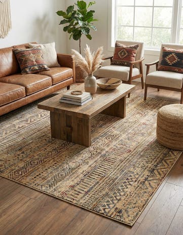 Beige Saturn Square Rug