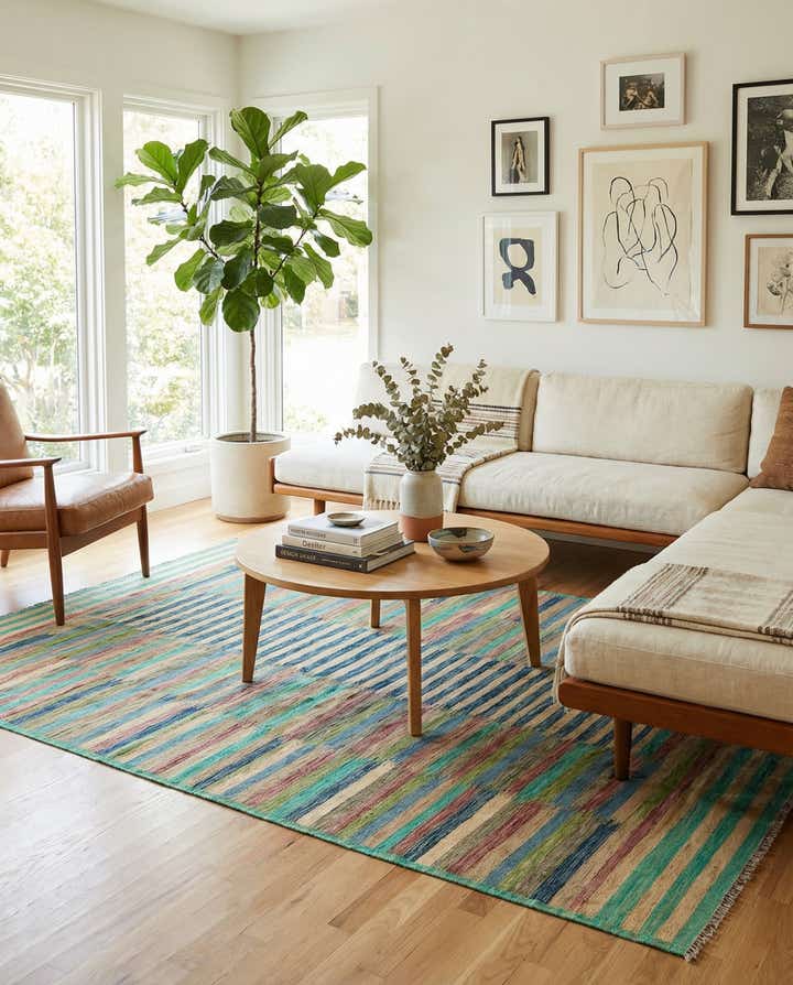 6' 4 x 9' 9 Hand Woven Kilim Modern Wool Rug