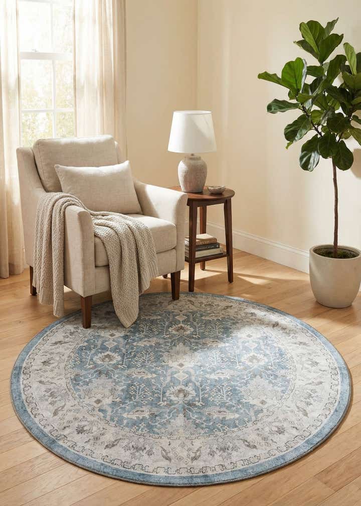 5' 1 x 5' 1 Washable Timeless Round Rug