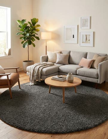 10' x 10' Solid Shag Round Rug