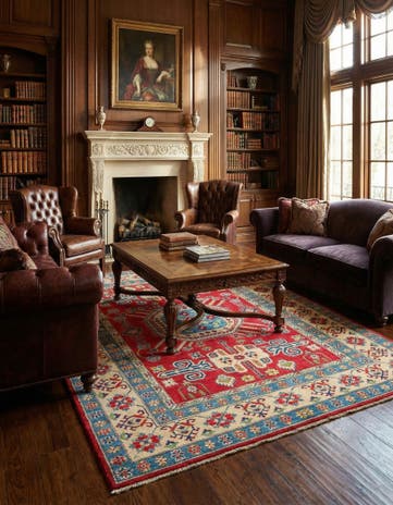 5' 7 x 8' Hand Knotted Kazak Rug
