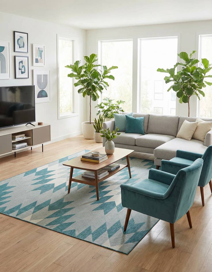 Detail image of  7' 10 x 7' 10  Washable Modern Indoor / Outdoor Square Rug